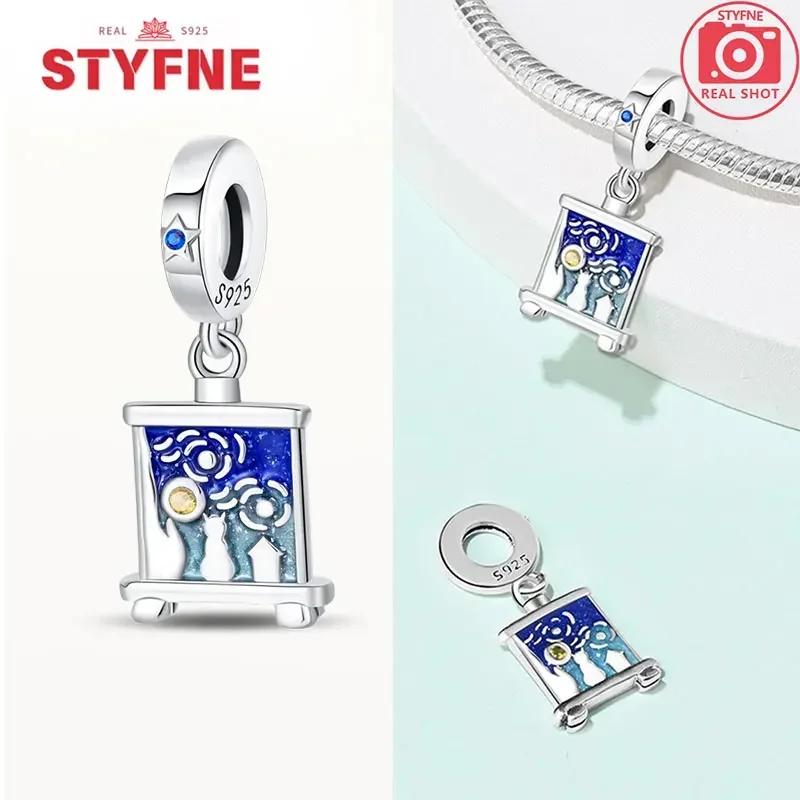 Медьоригинал Звездное небо Подсолнух Зеленое пшеничное поле Масляная живопись Подвески Бусины Для женщин DIY Изящные украшения Подарок