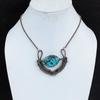 Tibetan Turquoise Gemstone Handmade Copper Wire Wrap Jewelry Necklace For Women