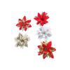 5pcs Shining Gold Powder Flower Fake Christmas Tree Decorations  Festival