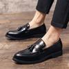 Men's Shoes Large Size New Pointed Small Leather Shoes Men's Fringed Foot Loafers Men's Block Platform Leather Shoes