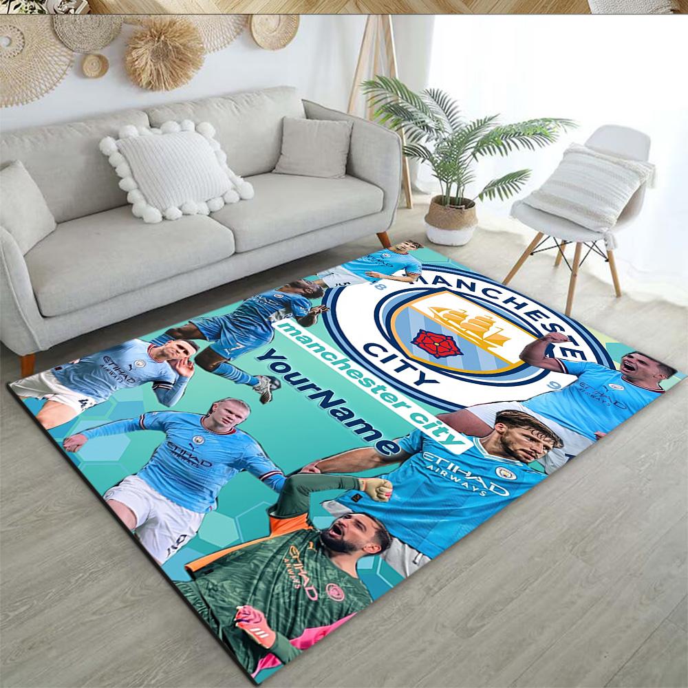 Manchester City Customizable Name Area Rug Design for Balcony Study room Game Room Hallway Anti-slip Rug Anime Office Decor Perfect Gift for Women/Men