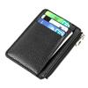 Mini Zipper Card Bag Slim ID Bank Purse Wallet Credit Organizer Portable Small Slim Ultra-thin Short Purse for Men Black