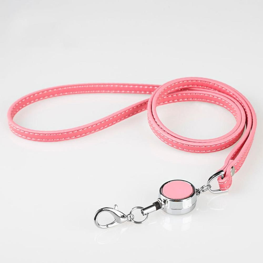 Leather Lanyards Telescopic Sling Bright Colors ID Badge Holder Office School
