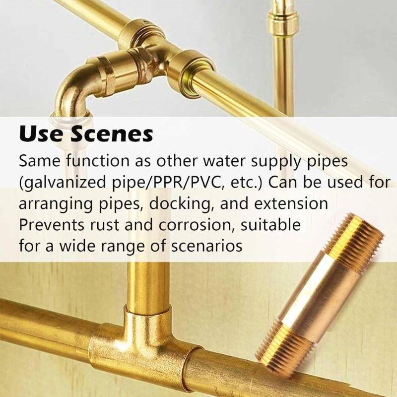 Heavy Type Brass Pipe Connector Solid Brasses Male To Male Threaded Pipe Fitting for Fuels Water and Air Systems