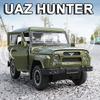 1:18 Россия УАЗ Хантер Модель Игрушка Внедорожники Сплав Литье под Давлением Модели Автодомов Двери Открываются Звук Свет Оттянуть Назад для Детей Подарки
