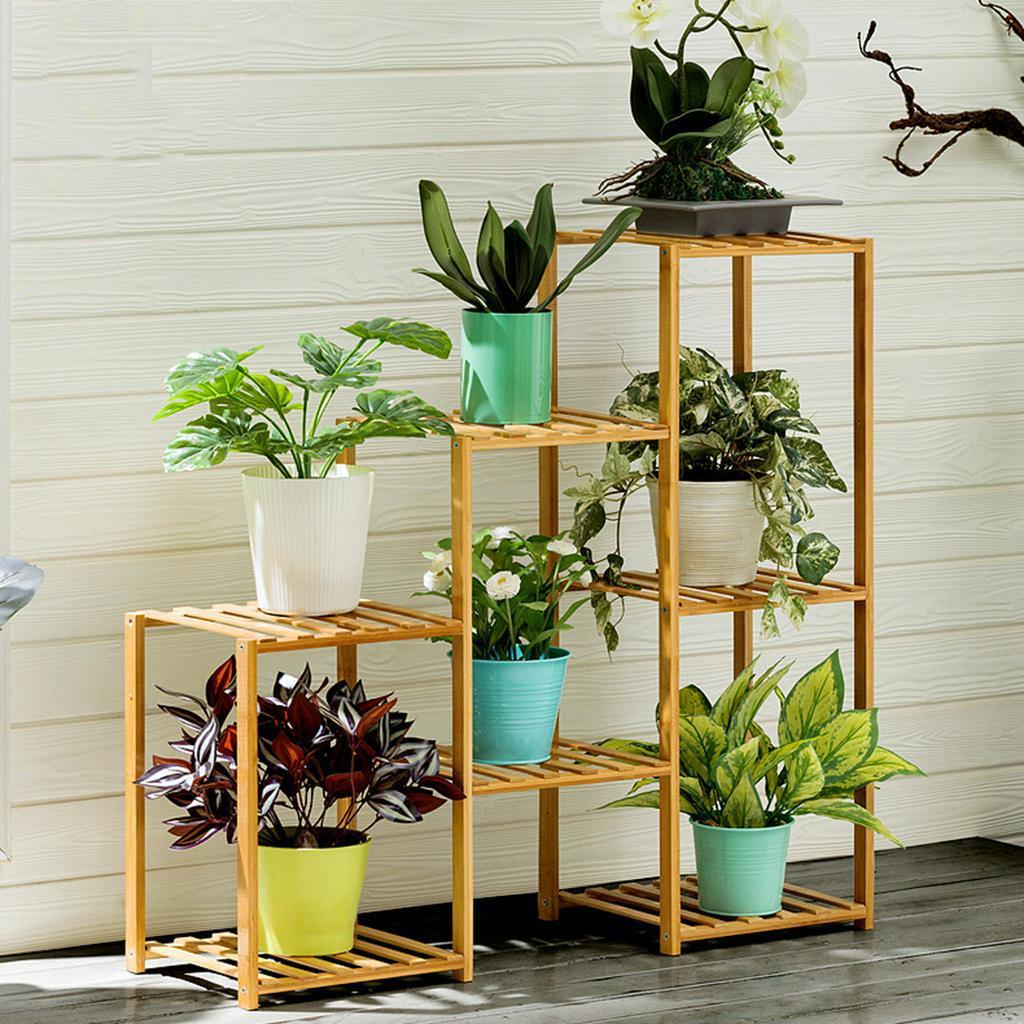 Multi-layer Wooden Flower Rack Plant Shelves Flower Plant Stand Outdoor Garden Balcony Shelves Flower Pot Holder Rack Display Rack