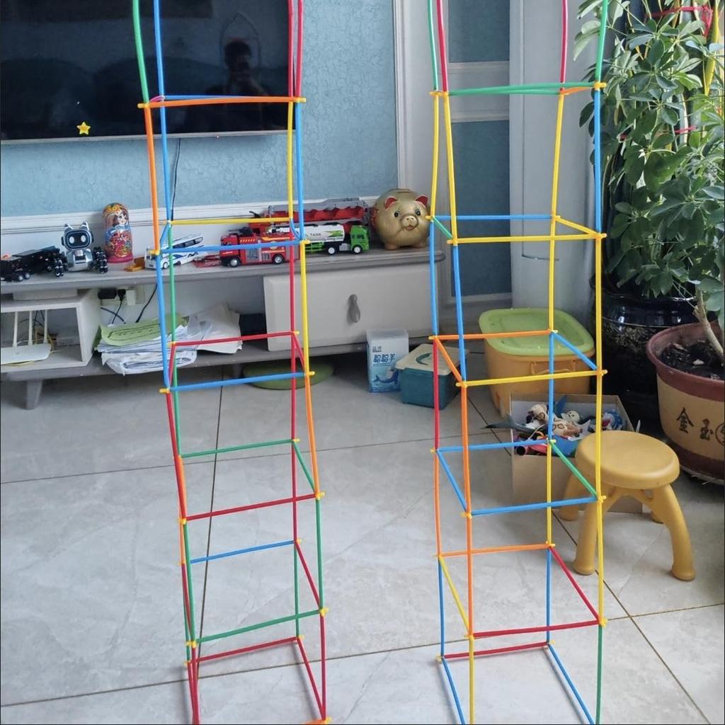 STEM Straw Builders Construction Set Large Pipe Connectors & Straws, Montessori Educational Toys for 3-10Year Olds