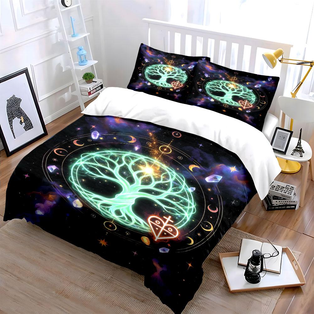 Glowing tree with celestial symbols. Bedding sets Duvet cover sets Duvet covers Pillowcases(1 * Duvet Cover 2 * Pillowcases, without duvet insert)
