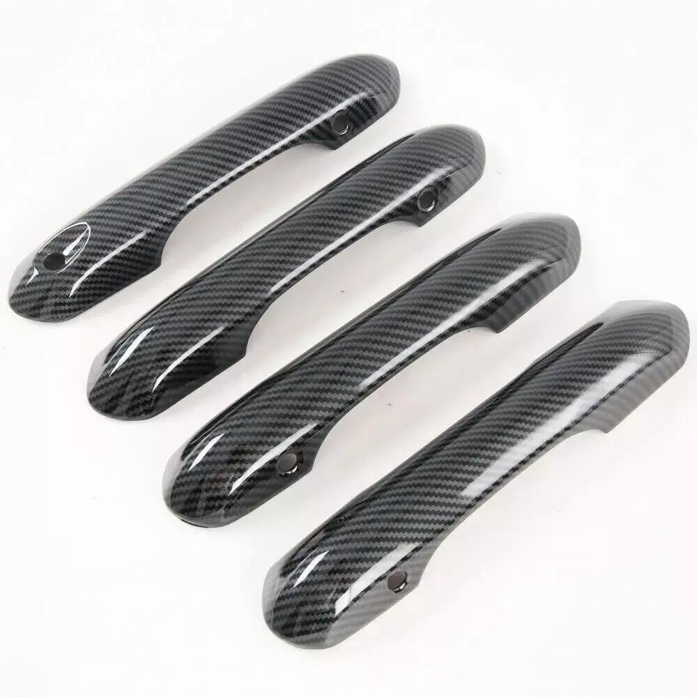 For Ford Explorer 2020-2025 Carbon Fiber Style Chrome Car Door Handle Cover Sticker Trim Cap Accessories Auto Protect Decor ABS