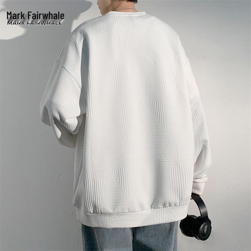 MARK FAIRWHALE Men's Winter Trendy Loose Fit Crew Neck Sweatshirt