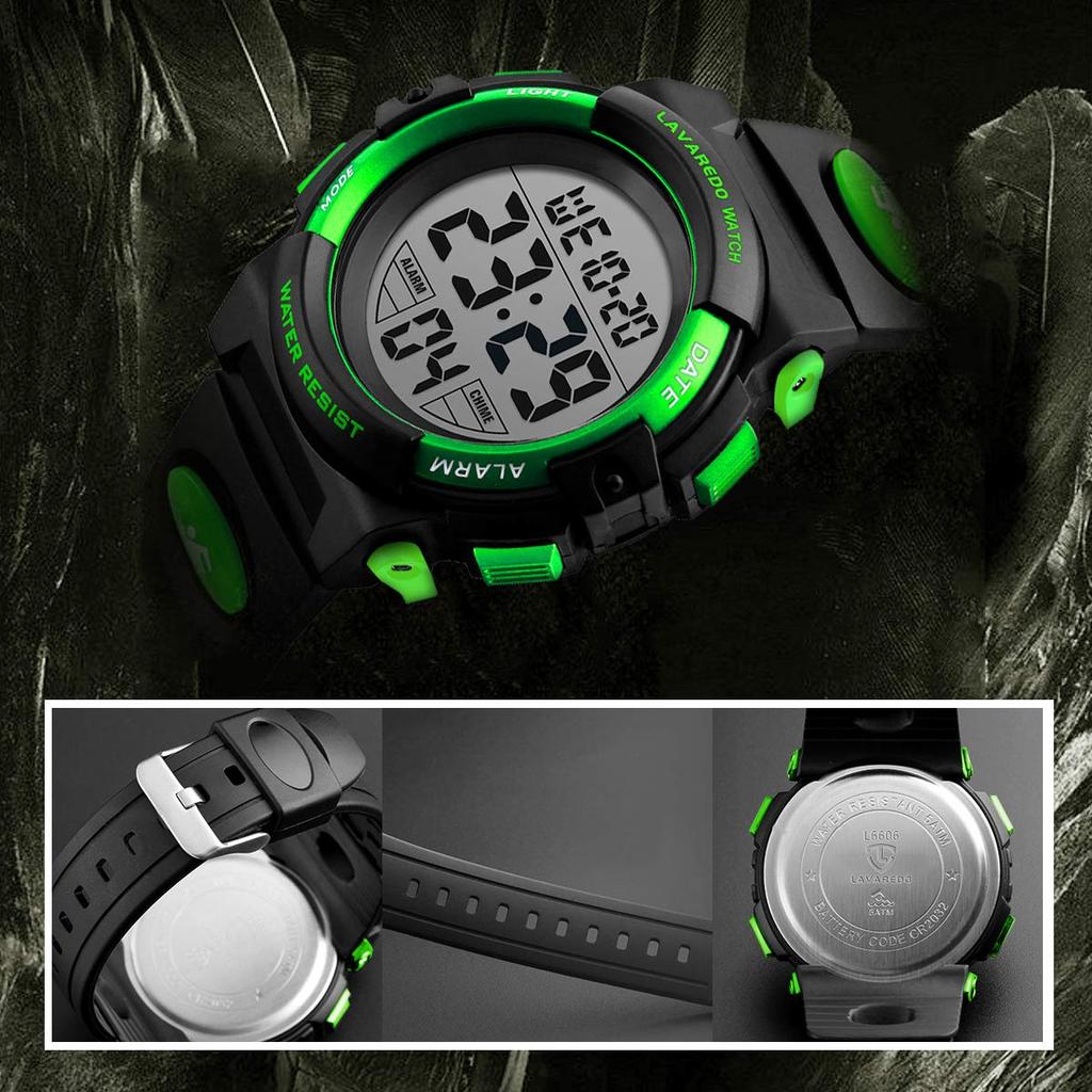 Часы для мальчиков, цифровые часы для мальчиков, спортивные часы для активного отдыха, многофункциональные, водонепроницаемые, глубина 50 м, оповещение, дата, день, дисплей, двойное время, светодиодный аналоговый дисплей, детские