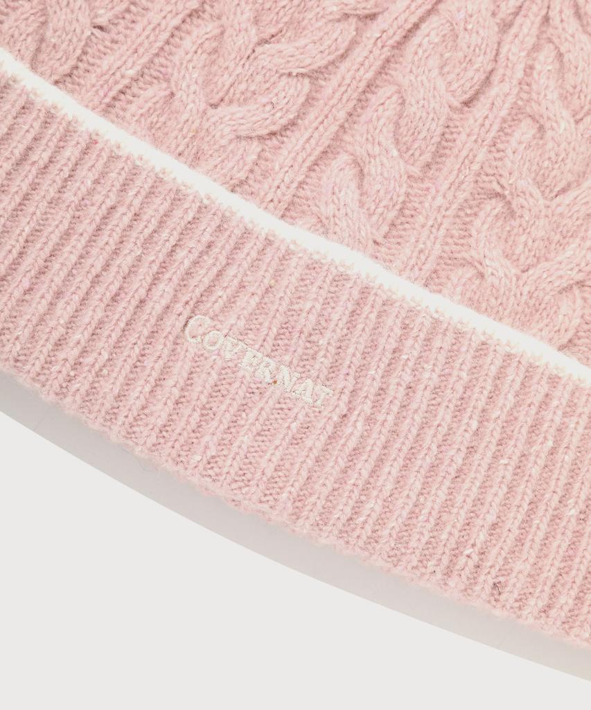 COVERNAT Logo Cable Lambswool Beanie Pink