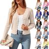 Women's Fashion V-neck Long Sleeve Short Women's Knitted Cardigan Sweater Coat