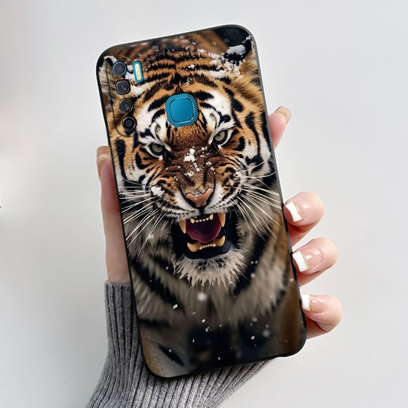 Phone Case For Infinix S5/S5 lite/X652/Camon 12 Air/CC6 Black Cute Cartoons Painted Casing Bumper Soft Shockproof Black Case