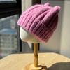 Новая милая шерстяная шапка с кошачьими ушками для женщин на осень и зиму, утолщенная шапка-баотоу с защитой ушей, большой окружности головы, универсальная вязаная шапка