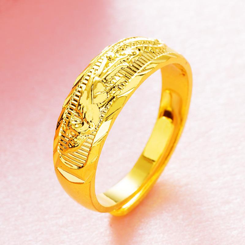 Dragon and Phoenix Open Ring, Male and Female Couple Dragon Pattern Ring