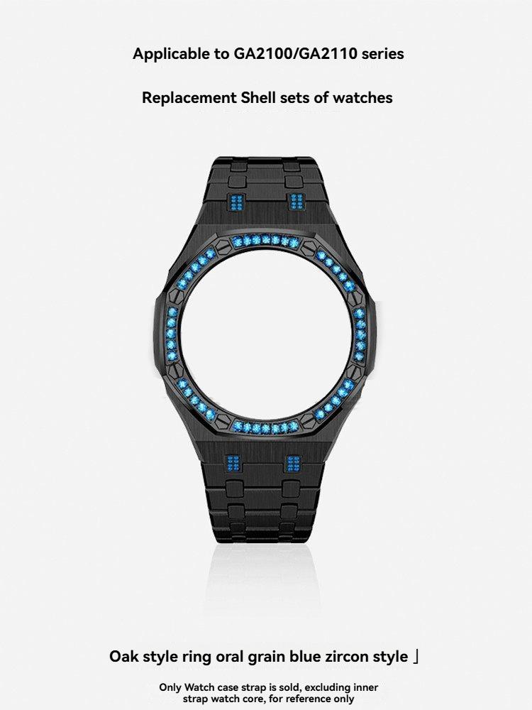 Для Casio Восьмиугольные Спортивные Часы GA2100/GA2110/GA-B2100 Модифицированный Нержавеющая Сталь Металл Синий Алмазный Корпус Ремешок Набор Аксессуаров