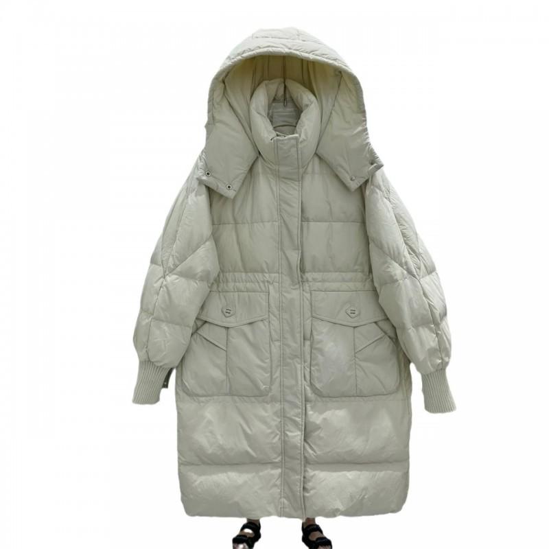 Womens Oversized Hooded Mid-Length Down Coat 50% Duck Warm Thick Winter Jacket Daily Commute Urban Leisure