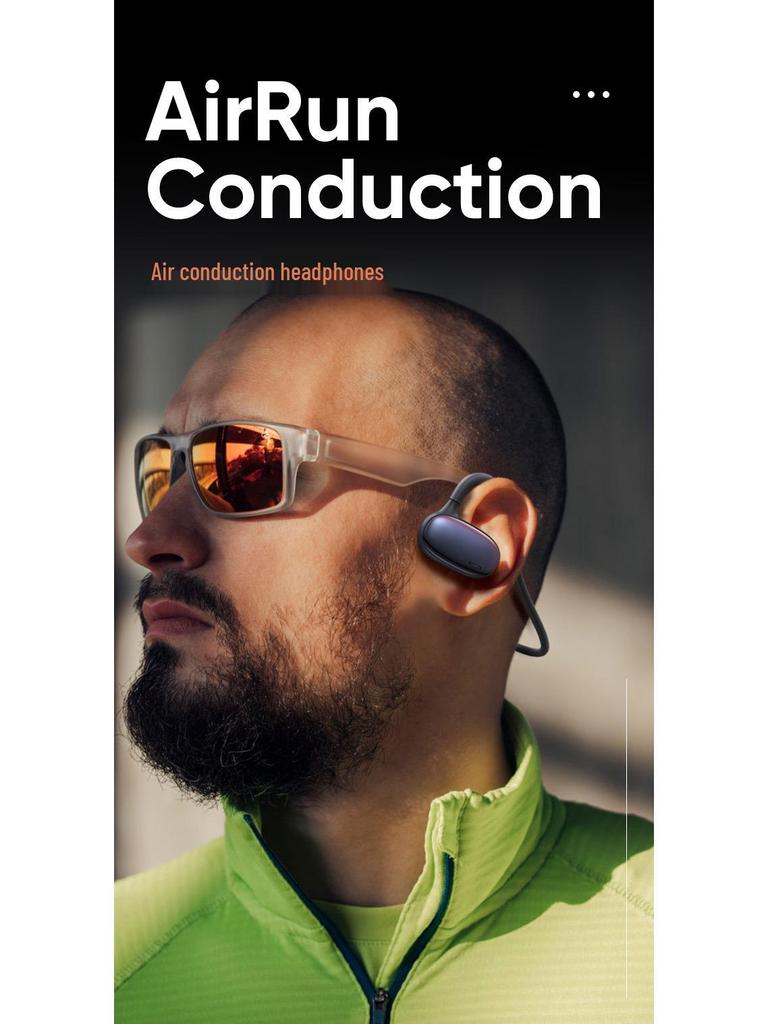 Bluetooth-спортивная гарнитура с воздушной проводимостью: Водонепроницаемый, Потостойкий, Дизайн с ушным крючком, Долгое время работы от аккумулятора