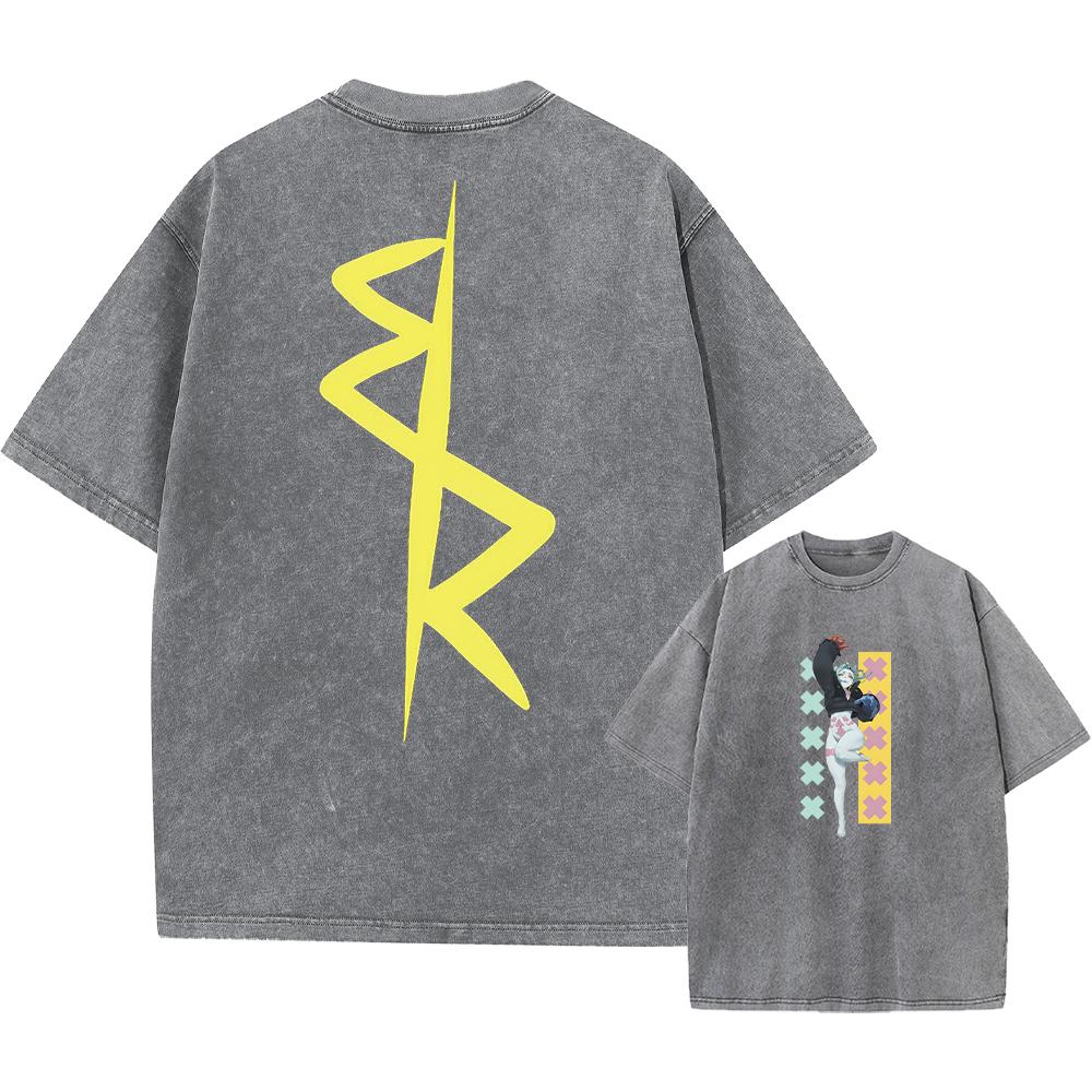 Футболки в стиле аниме Cyberpunk Acid, повседневные винтажные стираные футболки с коротким рукавом, манга, готика, уличные топы, унисекс, лето