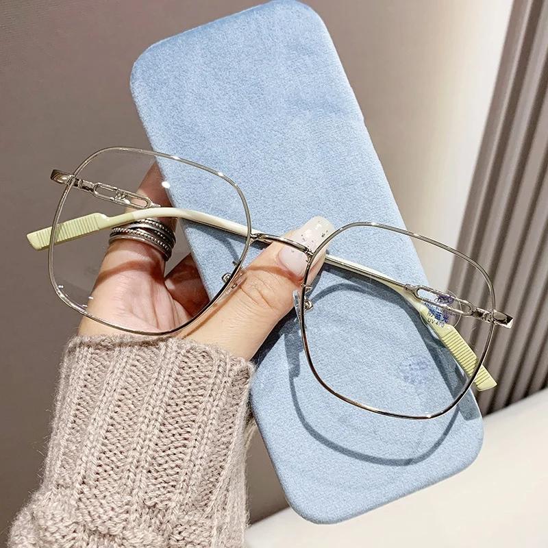 Модные модные большие квадратные очки с защитой от синего света, прозрачная металлическая оправа для женщин и мужчин, компьютерные очки для защиты глаз