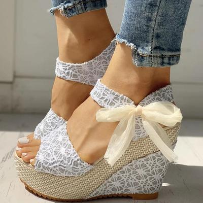 2024 2024 INS hot lace Leisure Women Wedges Heels Heels Shoes 2024 Summer Sandals Party Platform High Heels Heels Shoes Woman