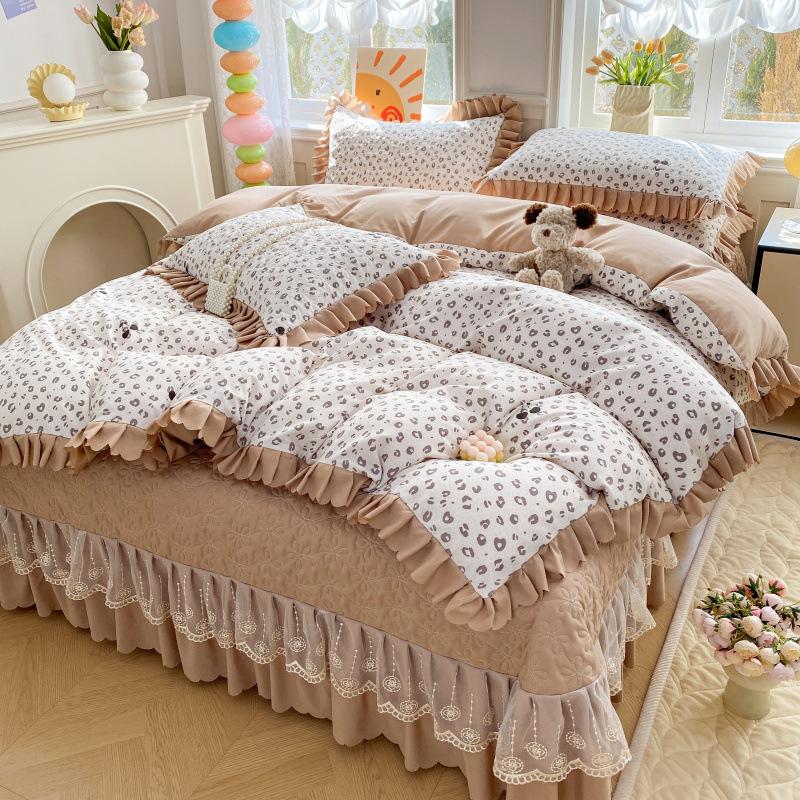 Комплект постельного белья класса А для матери и младенца, 4 предмета, утолщенные стеганые простыни, 3 предмета, комплект маленького жаккардового пододеяльника из бамбукового хлопка, осень, зима