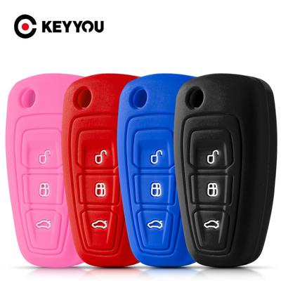 KEYYOU 3-кнопочный силиконовый чехол для брелока дистанционного управления автомобилем для Ford Ranger C-Max S-Max Focus Galaxy Mondeo Transit Tourneo Custom