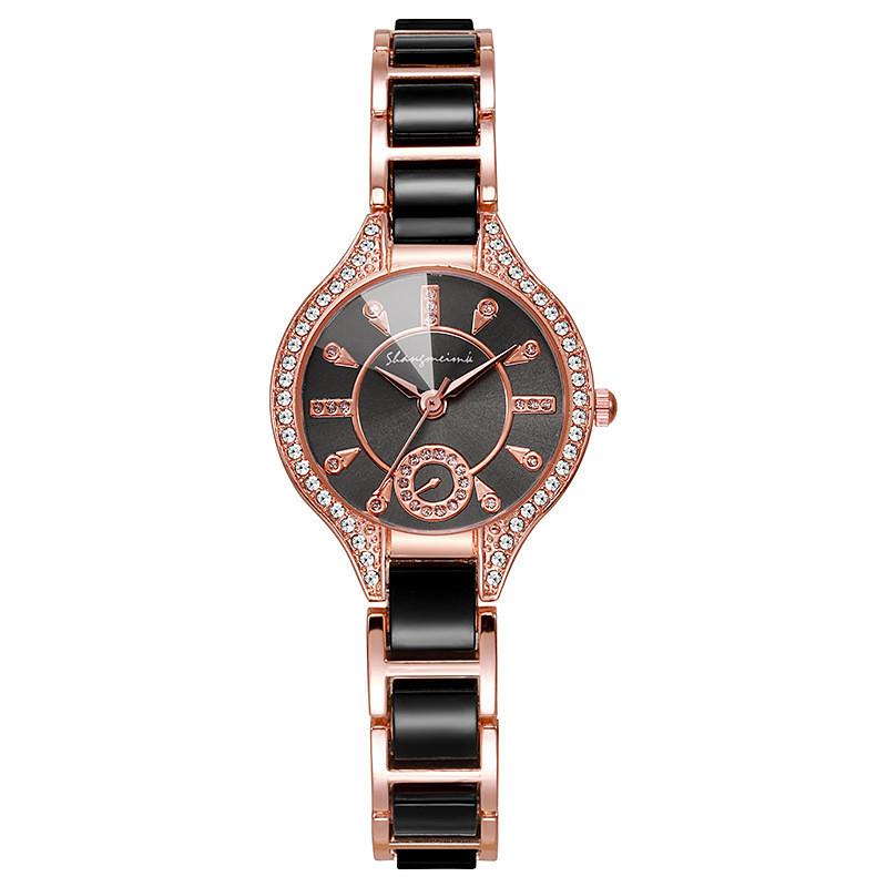Fashion Alloy Ceramic Quartz Watch With Steel Band For Women