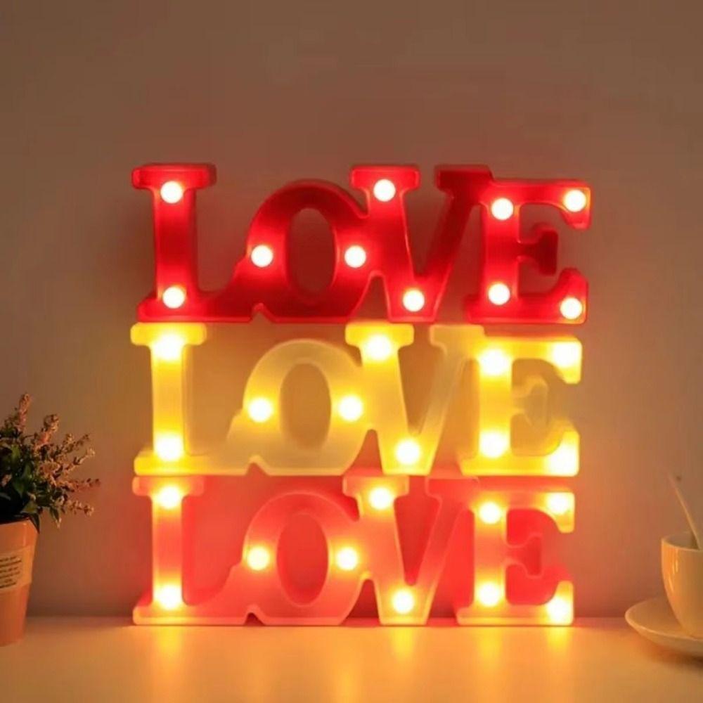 Warm Light LED Night Light Plastic Material Heart Marquee Lamp Table Lamp Valentine's Day