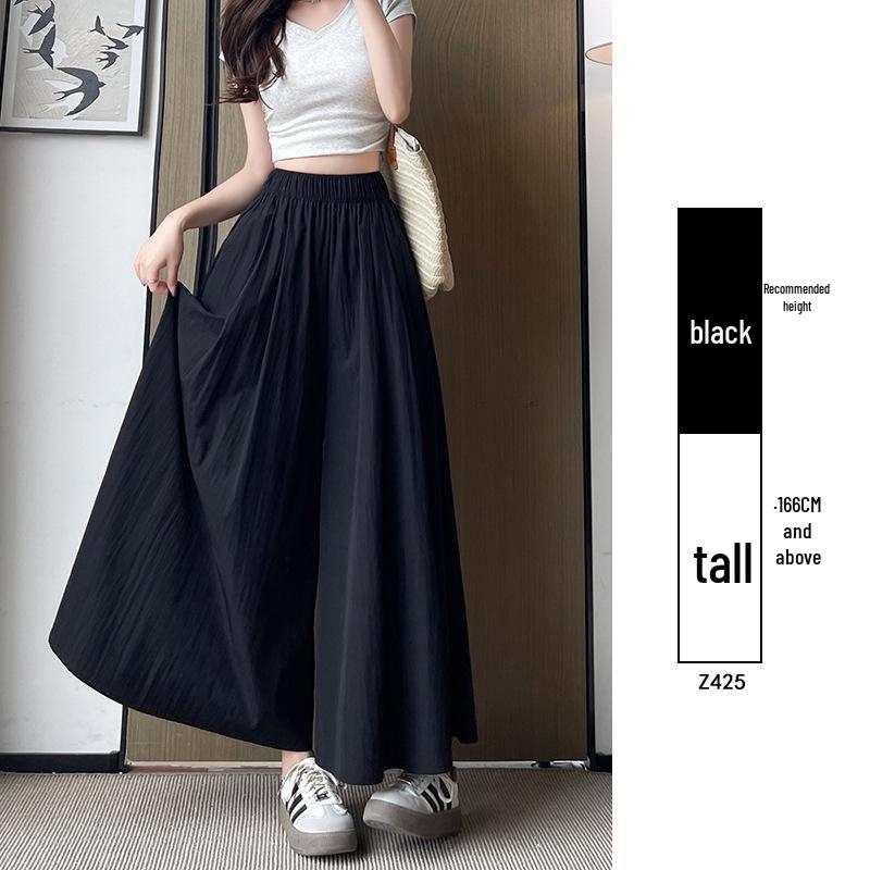 Женские кюлоты миди А-силуэта с высокой талией Yamamoto - Летние 2025 Повседневные брюки с широкими штанинами из ледяного шелка