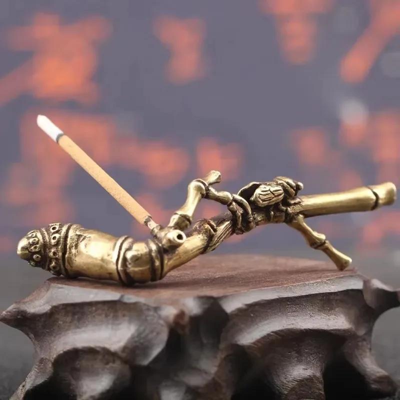 1 Pcs Pure Copper Bamboo Fly Peace Incense Burners Decorations Vintage Brass Sandalwood Incenser Tea Table Ornaments Home Decor