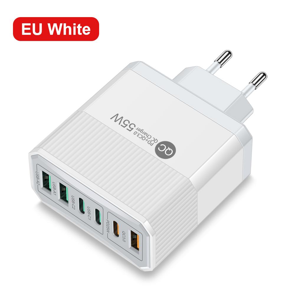 Общая мощность 100 Вт USB Зарядное устройство Быстрая зарядка 6 портов Quick Charge 3.0 Дорожное зарядное устройство для iPhone Samsung Xiaomi Зарядное устройство для телефона