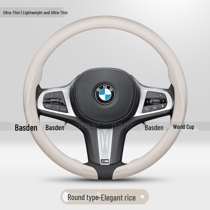 BMW Genuine Leather Steering Wheel Cover - Fits 1, 2, 3, 4, 5, 7 Series & X1-X6 Models