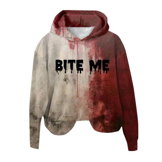 Женская толстовка с капюшоном 3D Bloodstain Print Halloween Vintage Haunted House Cosplay Top Hooded Long Sleeves Loose Hoodie