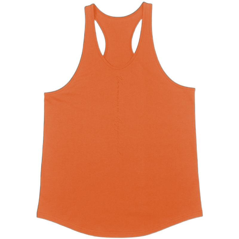 New Sports Vest Men'S Loose Summer Pure Cotton Fitness And Bodybuilding Quick Drying Sleeveless Shoulder White Base Shirt Sleeveless T-Shirt