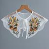 Korean Summer Floral Embroider Fake Collar Neck Guard Scarf Female Shoulder Wraps Cape Removable Shirt Detachable Collar