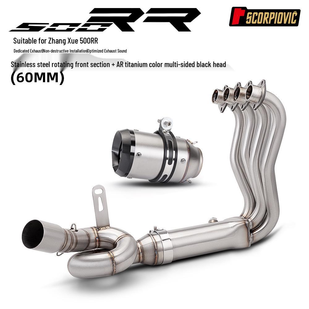 Motorcycle Exhaust Mod Kit: Compatible with Zhang Xue 500RR - Includes Header and AR Tail Section