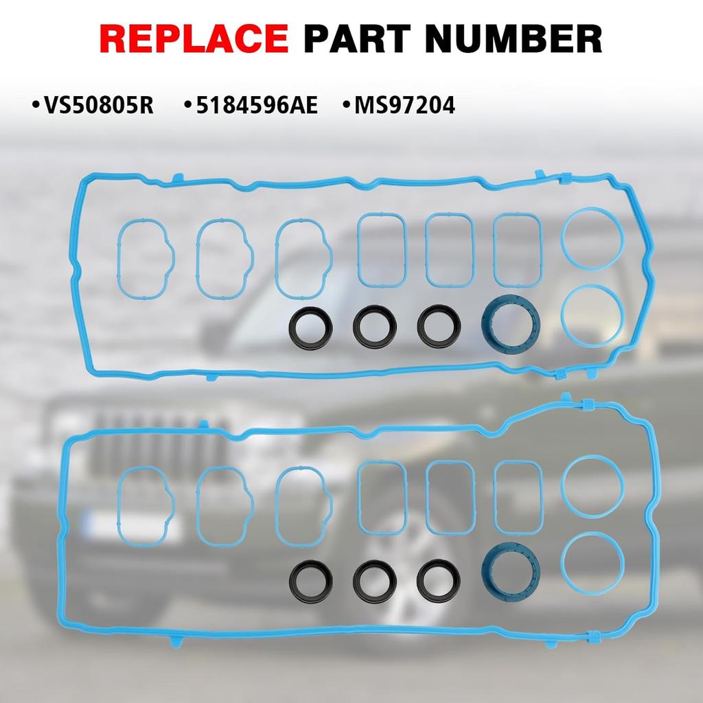 Valve Cover Gasket And Intake Manifold Gasket Set Compatible With Chrysler Dodge Jeep Ram Vehicle 2011- 3.6L 200 300 Durango Charger Challenger