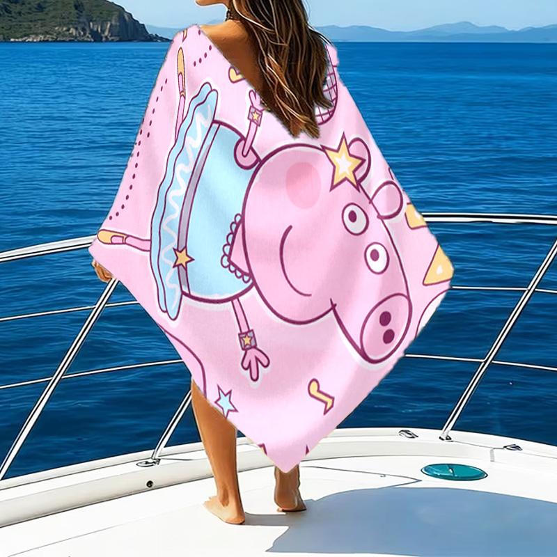Dance Party With Peppa Microfiber Beach Towel, Lightweight And Quick-Dry, for Summer Travel, Beach Essential, Swimming Pool Outdoor
