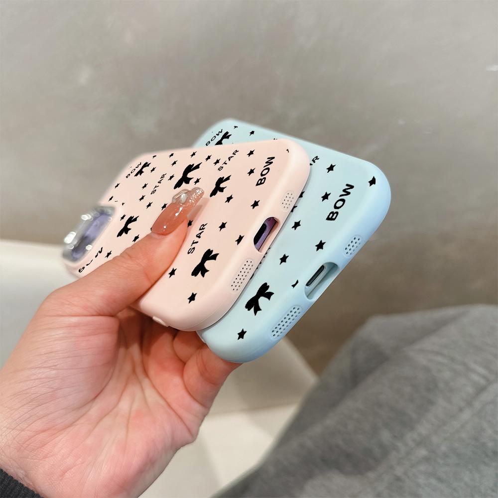 For OPPO A18 A38 A54 A60 A96 Reno12 F 8T 8Z Vivo V30 V40 Y15s Y22 Y27 Y30 Y36 Bowknot Star Design Soft Silicone Candy Color Phone Case
