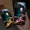 Luminous Phone Case Meteor Beach Luminous Glass LED Call Flash Phone Protective Case Suitable for IPhone
