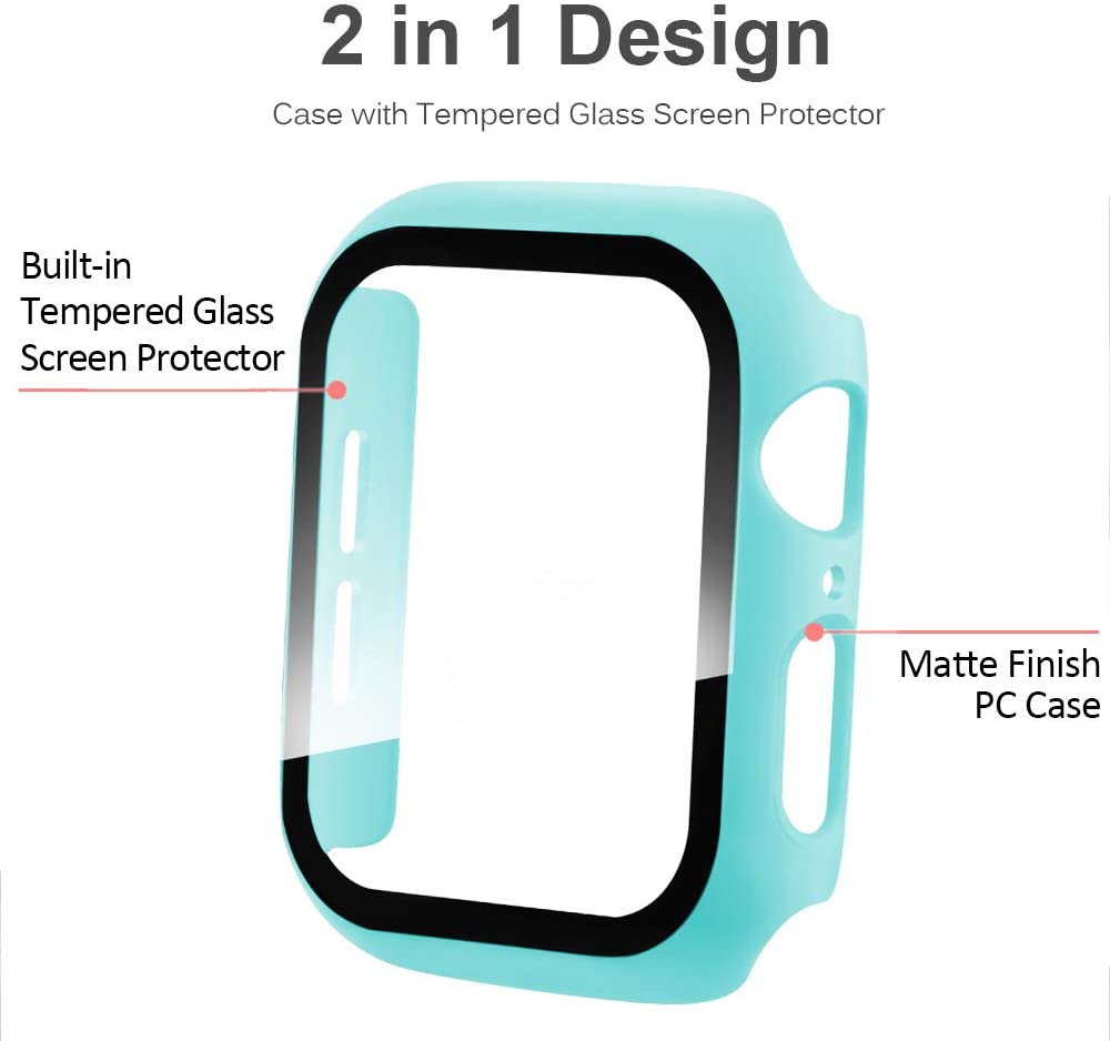 Стекло + чехол для Apple Watch, чехол серии 44/40/41/45/42/38 мм, аксессуар для iWatch, защитная пленка для экрана Apple watch 8 7 6 SE 5 3