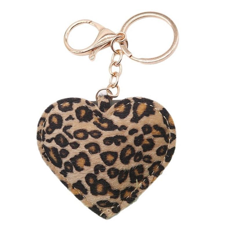 Ключница в форме сердца с леопардовым принтом и металлическим крючком, аксессуар из ПУ кожи для модного повседневного использования