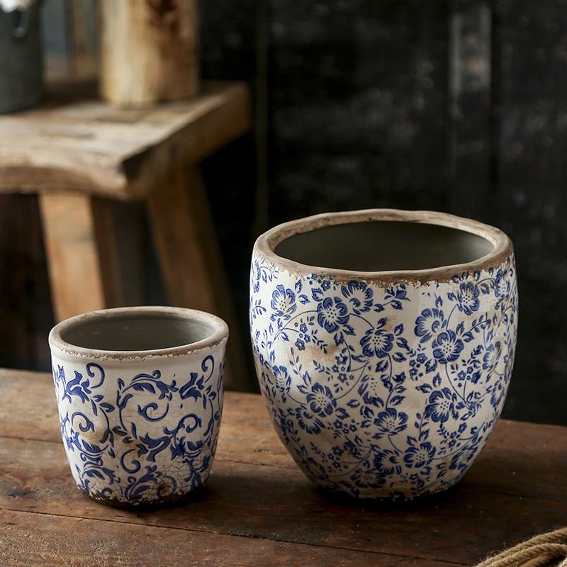 Новый Китайский Антикварный Сине-белый Фарфор Орхидея Бабочка Керамический Цветочный Горшок Гидропоника Посадка Цветов Зеленые Растения Сад
