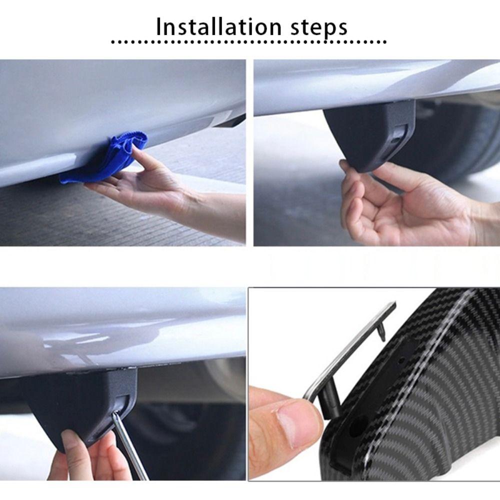 4Pcs/set Modified Shark Fin Lip Diffuser Carbon Fiber Pattern Rear Spoiler Durable Lip Spoiler Car