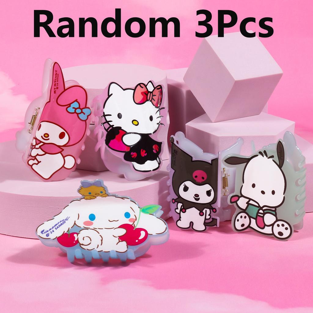 1 шт./Случайные 3 шт. Милые заколки для волос Sanrio Cinnamoroll и Изысканные аксессуары для волос Kuromi