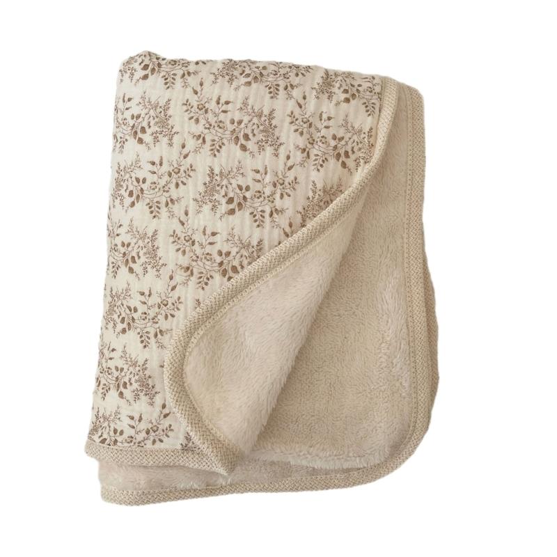 Двусторонний принт Хлопковое одеяло с крючком и фестончатым краем Универсальное двухслойное одеяло Теплое для младенцев и взрослых