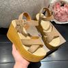 Fashion 9cm High Women Sandals Wedge Heel Summer New Fashion Platform Thick Bottom Buckle Casual Comfortable Walking Shoes
