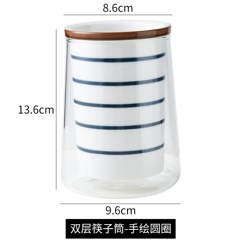 Двойной стеклянный керамический держатель для палочек для еды, кухонная банка для хранения, подставка для слива, органайзер для посуды, ящик для хранения палочек для еды, ящик для столовых приборов